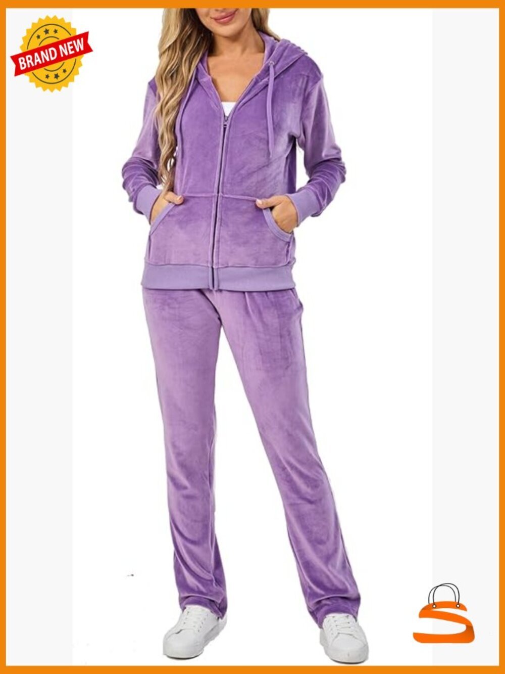 Velour Tracksuit Set Full Zip Hoodie Joggers 2 Piece